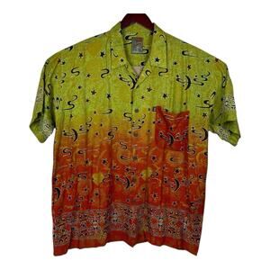Pineapple Connection Hawaiian Shirt Men’s 2XL Button-up Okinawa Shisa Dog Y2K